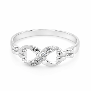 925 CZ PAVE+PLAIN OPEN CUT INFINITY RING - 6MM  <br/>M13731