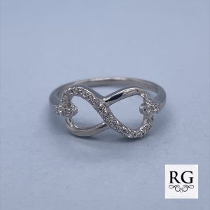 925 CZ PAVE+PLAIN OPEN CUT INFINITY RING - 8MM <br/>M13733