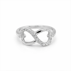 925 CZ PAVE+PLAIN OPEN CUT INFINITY RING - 8MM <br/>M13733
