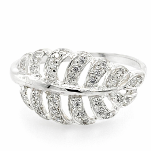 925 CZ PAVE MILLGRAIN LEAF BRANCH RING - 12MM <br/>M13741