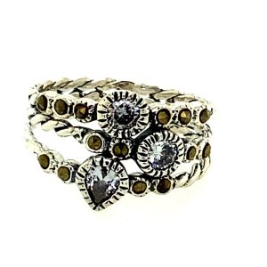 925 OXI DBL RND+PEAR CZ MILLGR TRIP ROPE RING - 12 <br/>M13744