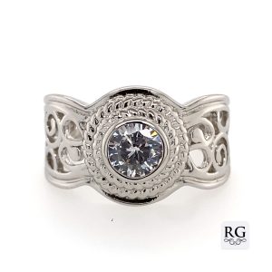 925 CZ DBL ROPE SWIRL FILIGREE RING - 14MM <br/>M13748