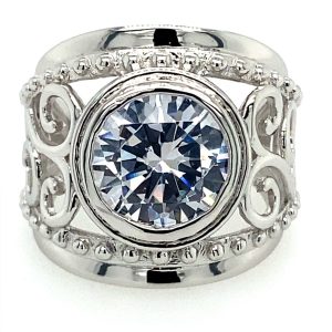 925 CZ MILLGR SWIRL FILIGREE RING - 20MM <br/>M13749