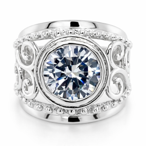 925 CZ MILLGR SWIRL FILIGREE RING - 20MM <br/>M13749