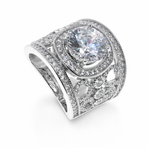 925 CZ PAVE MILLGR FILIGREE SWIRL RING - 20MM <br/>M13751