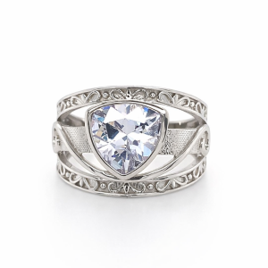 925 TRILLION CUT CZ TUBE SET TRIP BAND RING - 15MM <br/>M13754