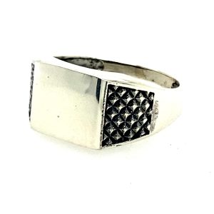 925 RECT DIA CUT SHANK SIGNET RING - 10MM <br/>M13756