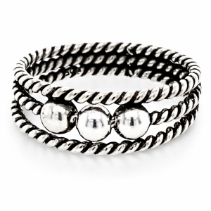 925 OXI TRIP BALLS ON ROPE RING - 7MM  <br/>M13757