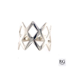 925 OPEN CUT DBL RHOMBUS RING - 18MM <br/>M13766