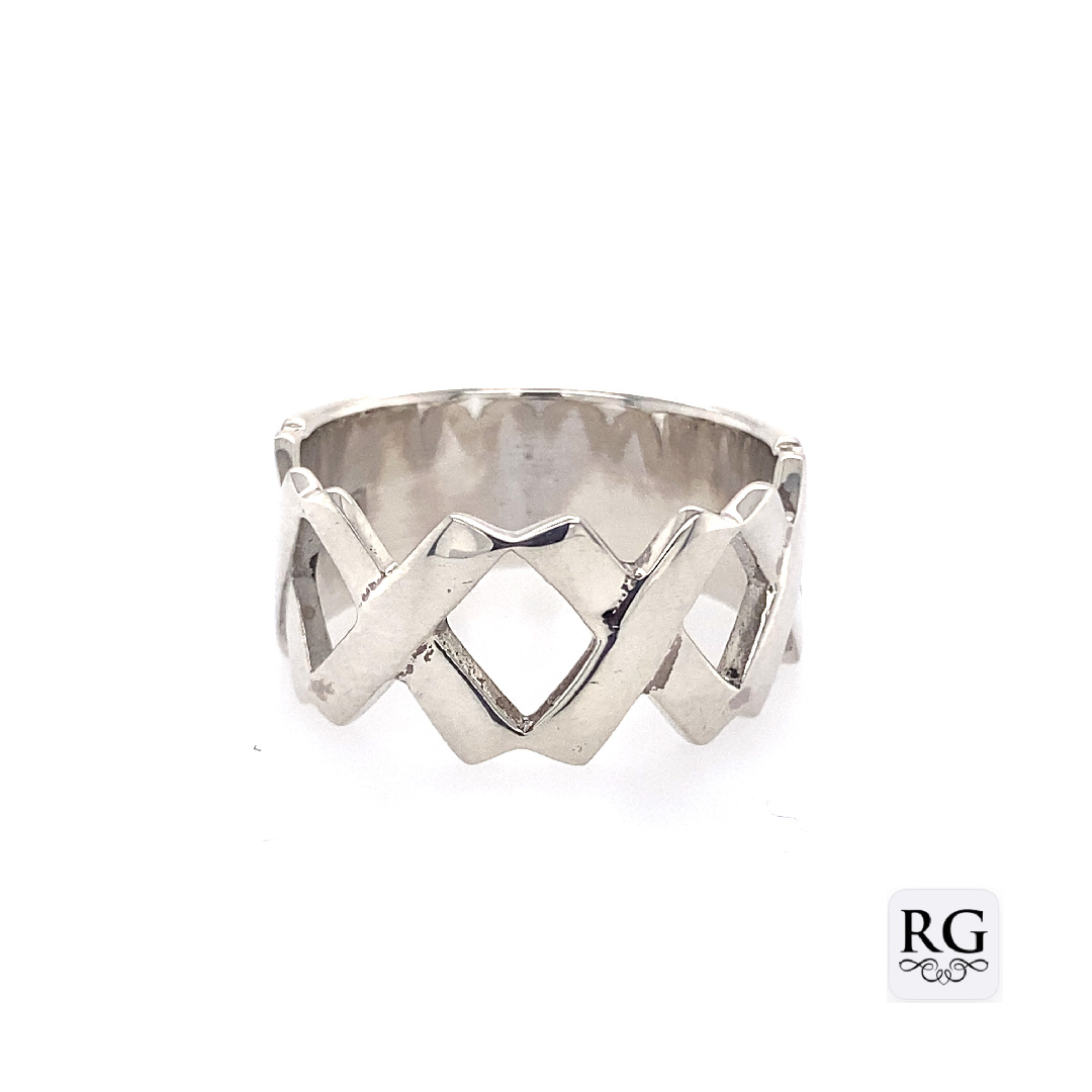 925 OPEN CUT CRISS CROSS RING - 10MM <br/>M13767