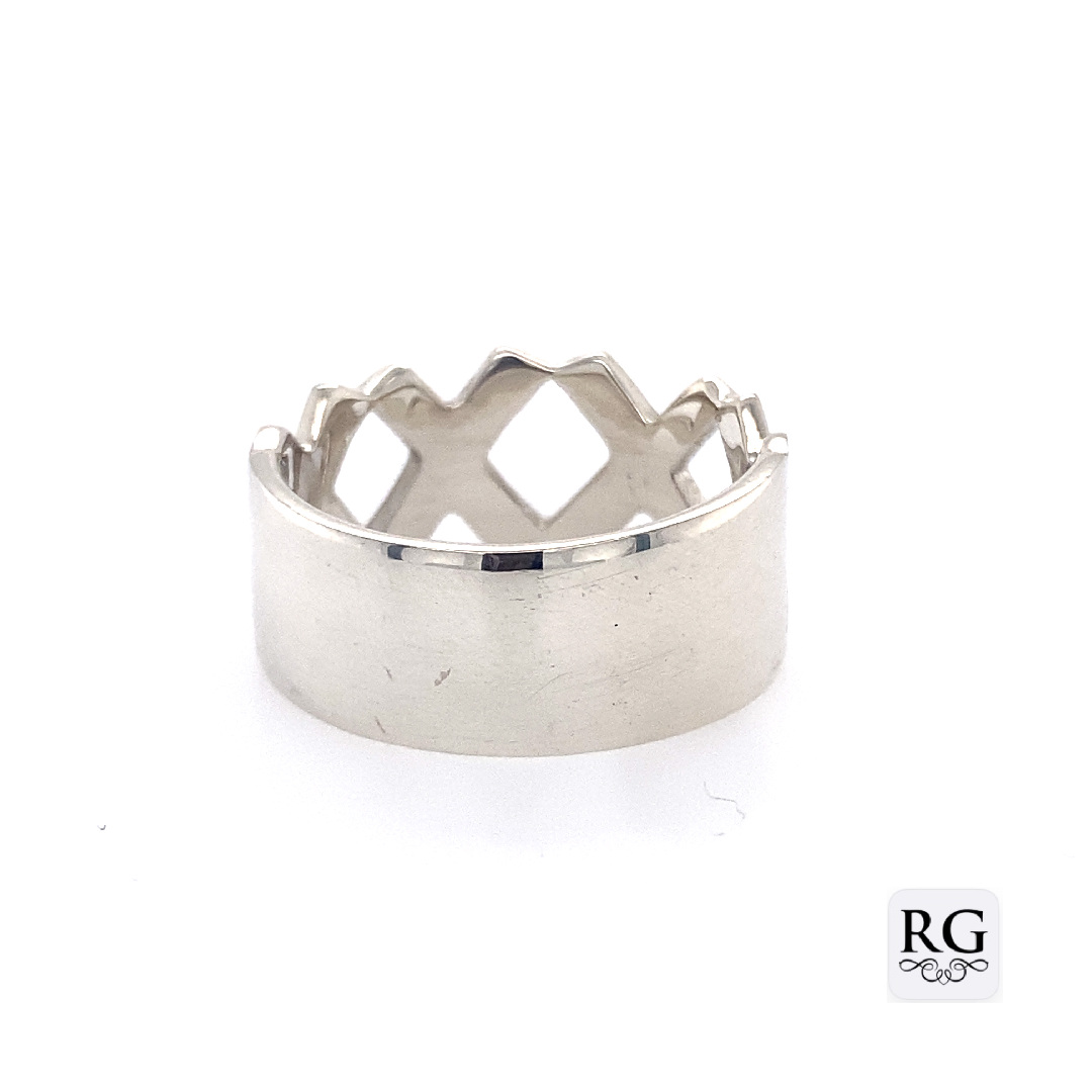 925 OPEN CUT CRISS CROSS RING - 10MM <br/>M13767 - Image 2