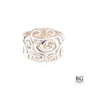 925 OPEN CUT SPIRALS BAND RING - 12MM <br/>M13770