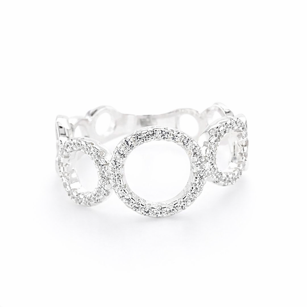 925 CZ PAVE OPEN CUT CIRCLES RING - 9MM <br/>M13776