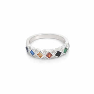 925 MULTI COLOR SQ+RND ETERNITY BAND - 5MM <br/>M13780