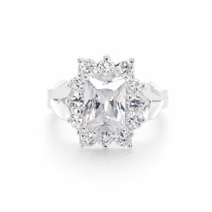 925 RECT CZ PAVE HALO DRESS RING - 15MM <br/>M13784