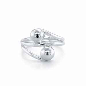 925 DBL HALF BALL OPEN SWIRL RING - 17MM <br/>M13812
