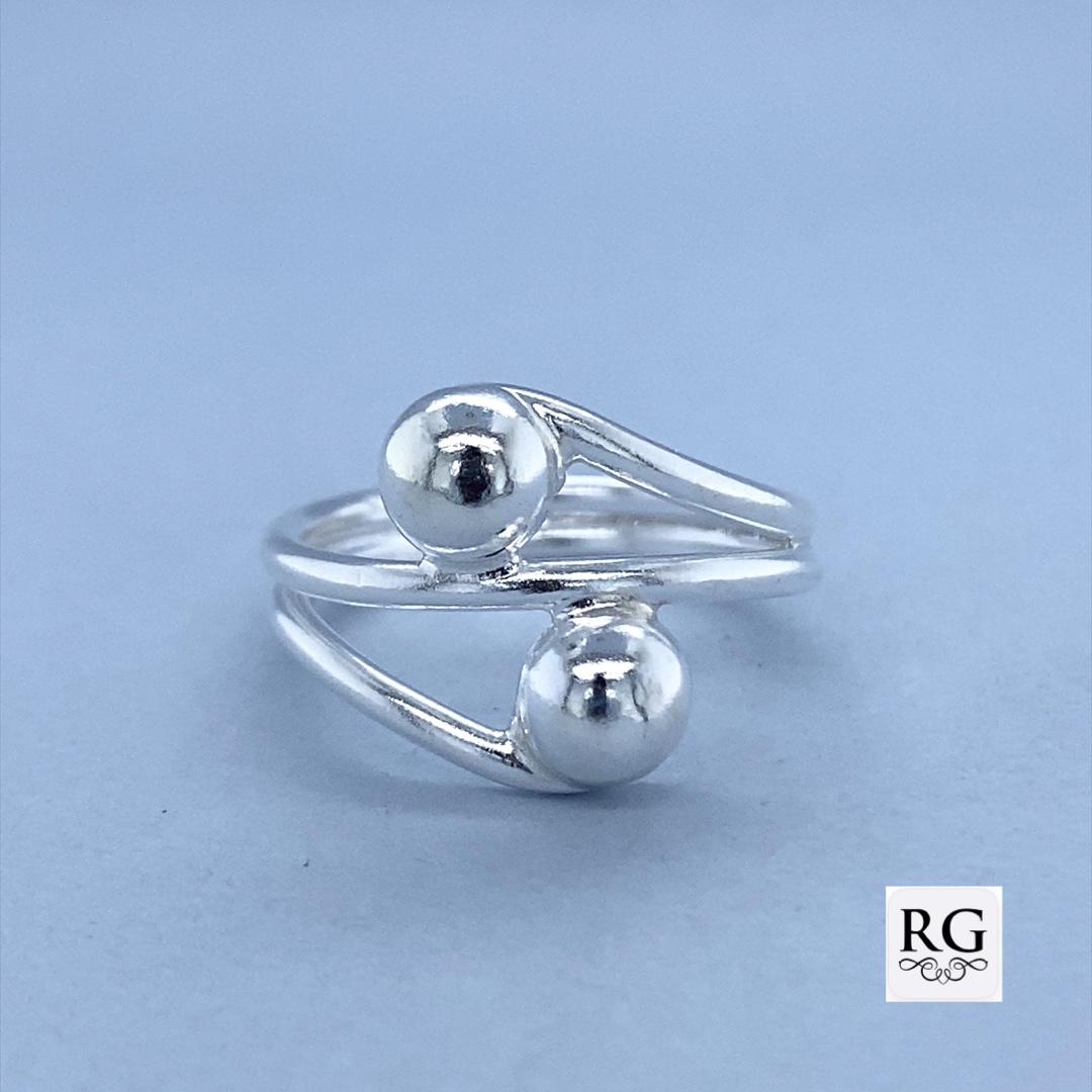 925 DBL HALF BALL OPEN SWIRL RING - 17MM <br/>M13812