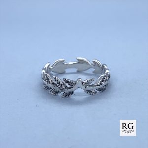 925 OXI ETCHED OLIVE LEAF WED BAND - 6MM <br/>M13816