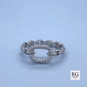 925 CZ PAVE OPEN CHAIN LINK RING - 8MM <br/>M13830