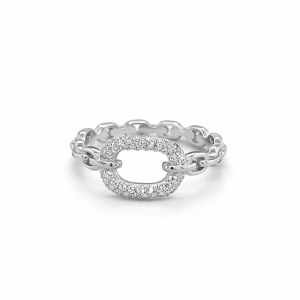925 CZ PAVE OPEN CHAIN LINK RING - 8MM <br/>M13830