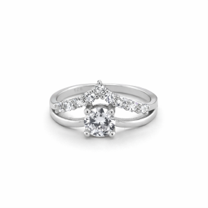925 CZ PAVE SOLITAIRE+WISHBONE RING - 10MM <br/>M13833