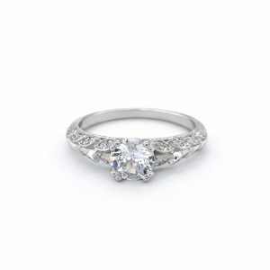 925 CZ PAVE SOLITAIRE FANCY SHANK RING - 6MM <br/>M13835