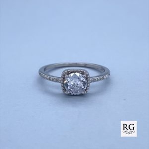925 SQ CZ PAVE CLAW SET RING - 7MM <br/>M13845