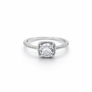 925 SQ CZ PAVE CLAW SET RING - 7MM <br/>M13845