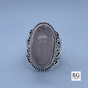 925 OXI OVAL ROSE QUARTZ BOHO RING - 28MM <br/>M13855RQ