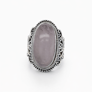 925 OXI OVAL ROSE QUARTZ BOHO RING - 28MM <br/>M13855RQ