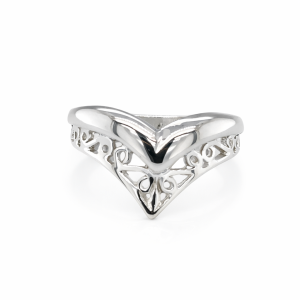 925 PLAIN+FILIGREE WISHBONE RING - 12MM <br/>M13862