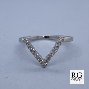 925 CZ PAVE DEEP-V WISHBONE RING - 9MM <br/>M13865