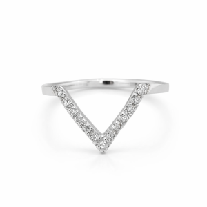 925 CZ PAVE DEEP-V WISHBONE RING - 9MM <br/>M13865