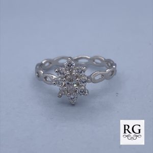 925 OVAL CZ PAVE FLOWER RING - 10MM <br/>M13867