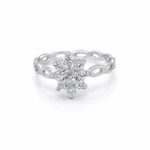 925 OVAL CZ PAVE FLOWER RING - 10MM <br/>M13867