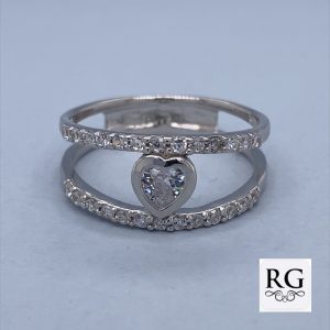 925 DBL CZ PAVE ETERNITY WITH HEART RING - 9MM <br/>M13869
