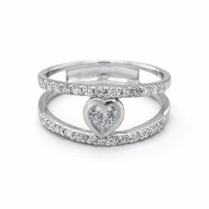 925 DBL CZ PAVE ETERNITY WITH HEART RING - 9MM <br/>M13869