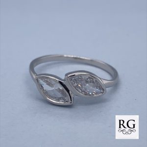 925 DBL MARQUISE CZ CROSS OVER RING - 7MM <br/>M13870