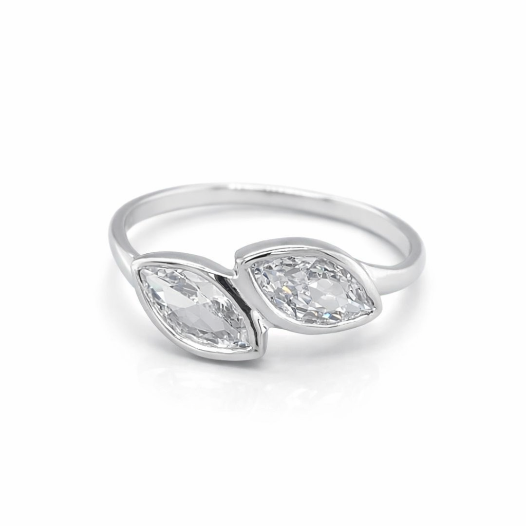 925 DBL MARQUISE CZ CROSS OVER RING - 7MM <br/>M13870