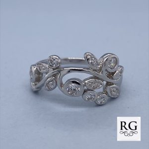 925 CZ PAVE OPEN LEAF VINE RING - 11MM <br/>M13875