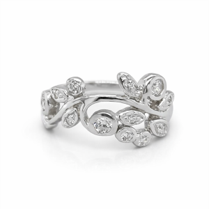 925 CZ PAVE OPEN LEAF VINE RING - 11MM <br/>M13875