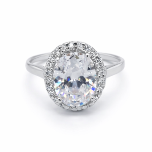 925 OVAL CZ PAVE HALO FILIGREE RING - 13MM <br/>M13878