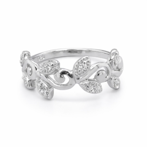 925 CZ PAVE MILLGRAIN LEAF VINE RING - 8MM <br/>M13879