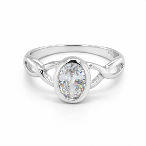 925 OVAL CZ TUBE SET OPEN CUT SHANK RING - 9MM <br/>M13880