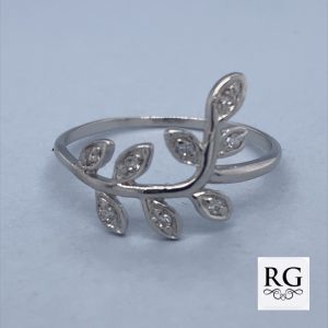 925 CZ PAVE IVY LEAF RING - 13MM <br/>M13881