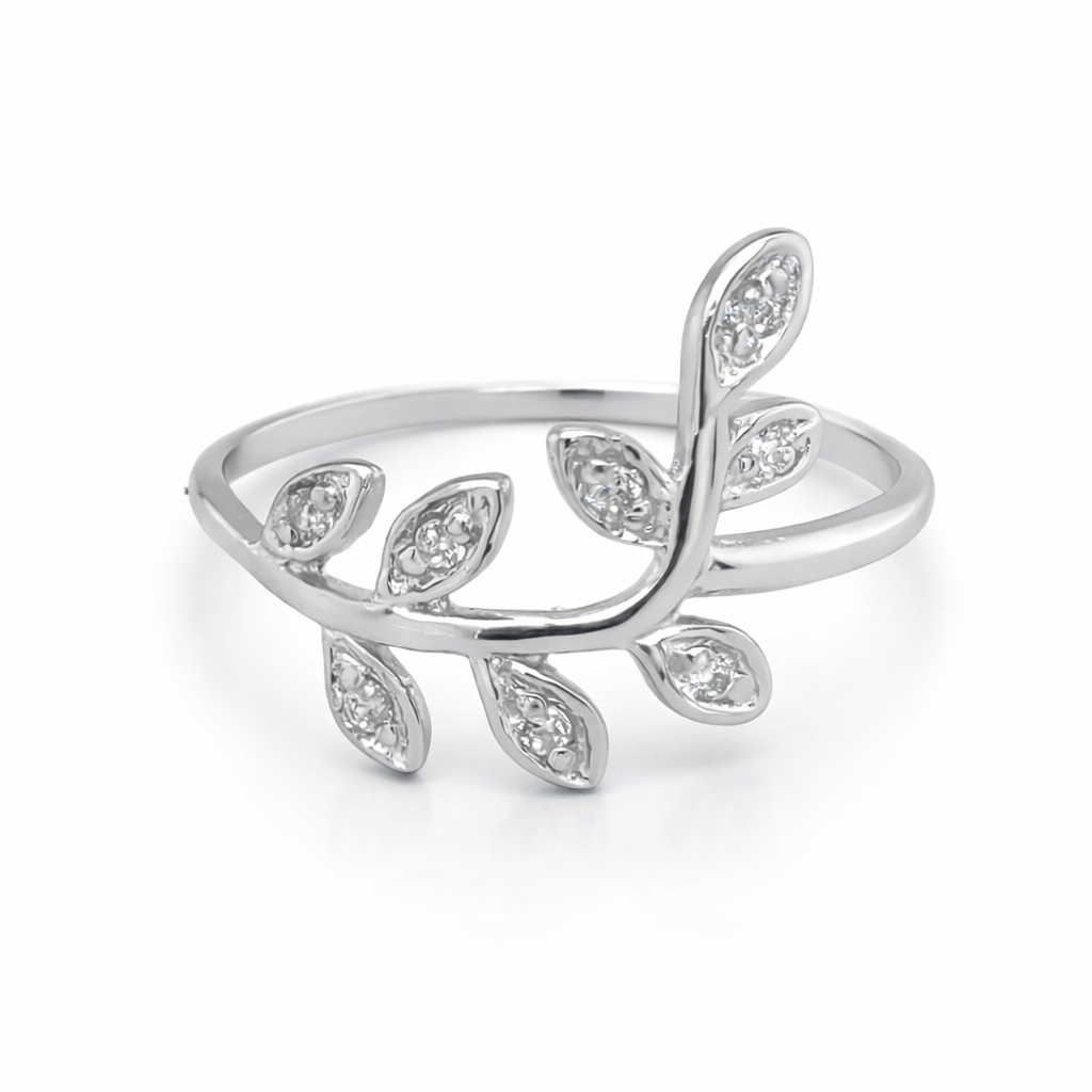 925 CZ PAVE IVY LEAF RING - 13MM <br/>M13881