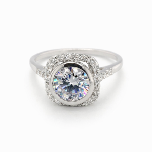 925 CZ TUBE SET SQ CZ PAVE HALO RING - 11MM <br/>M13883