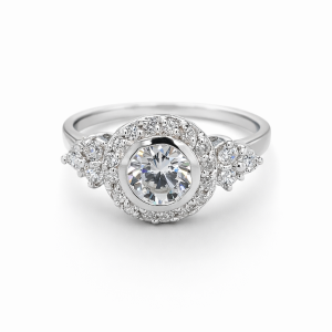 925 CZ PAVE CLAW+TUBE SET HALO DRESS RING - 11MM <br/>M13884