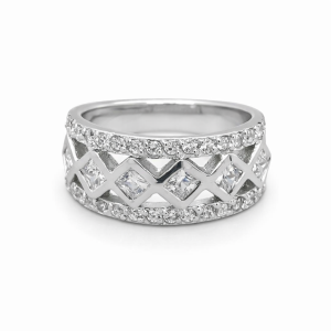 925 SQ CZ'S IN DBL CZ PAVE ETERNITY RING - 9MM <br/>M13885
