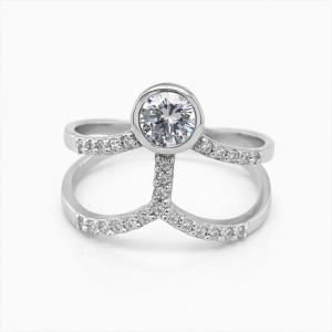 925 TUBE SET CZ DBL CZ PAVE WISHBONE RING - 16MM <br/>M13888